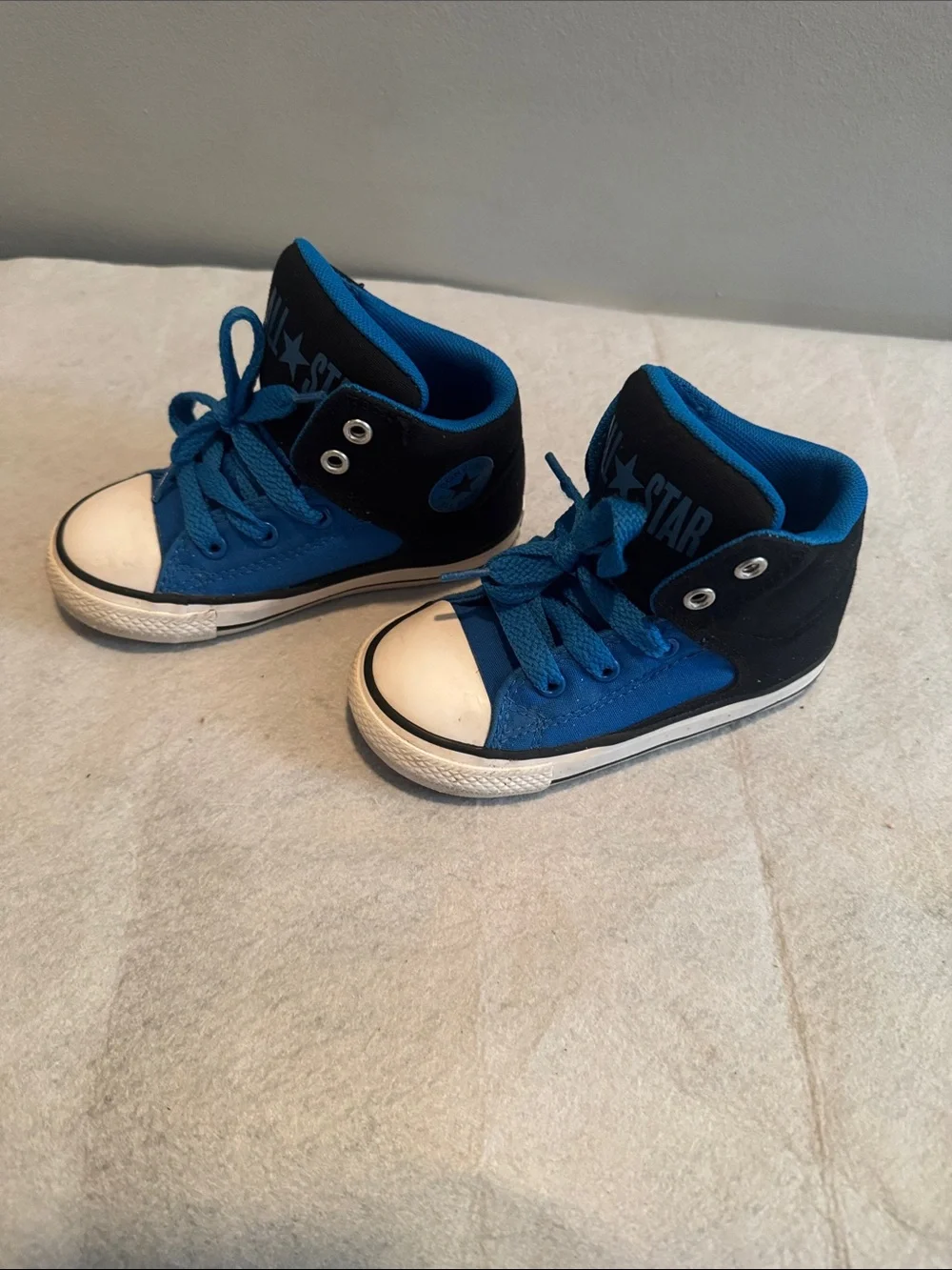 Converse Kids Black and Blue High-Top Sneakers